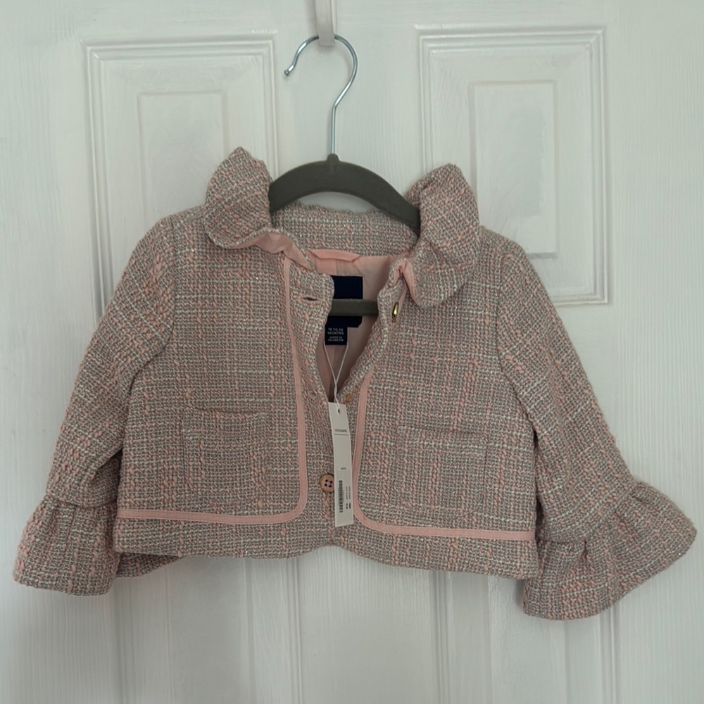 Janie and Jack Pink Blazer with Ruffle Sleeves